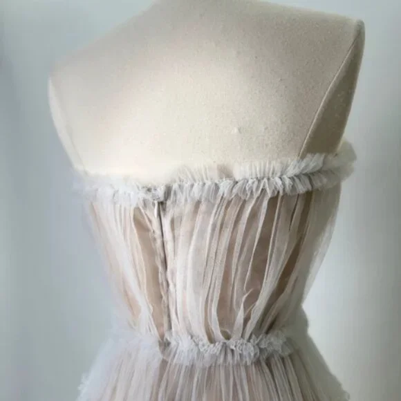 Brand New US 4 Anna Augusta White Maxi Evening Dress with Nude Lining - Picture 8 of 8